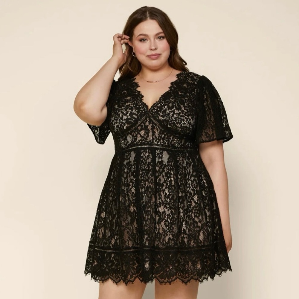 Plus Size Lace Mini Dress